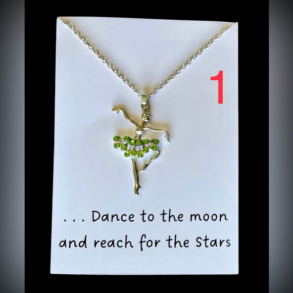 🆕 Silver Ballerina Necklace  - Green - Picture 3 of 12
